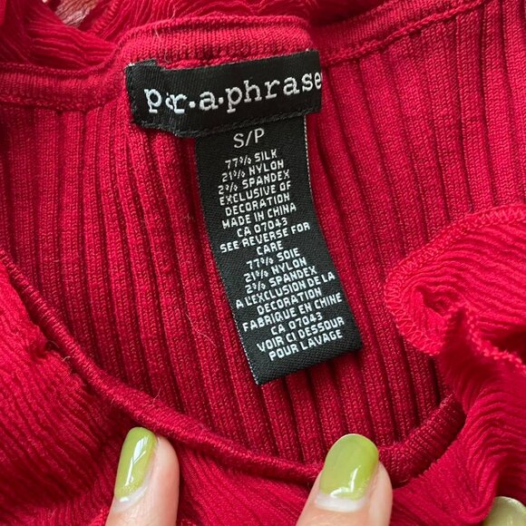 Y2K Red Long Sleeve Frilly Blouse - Picture 3 of 4